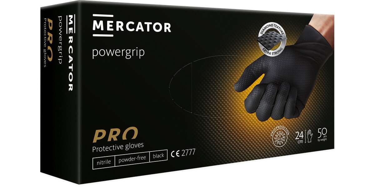 Rękawiczki Nitrile POWERGRIP Czarne M 50szt, 4 image