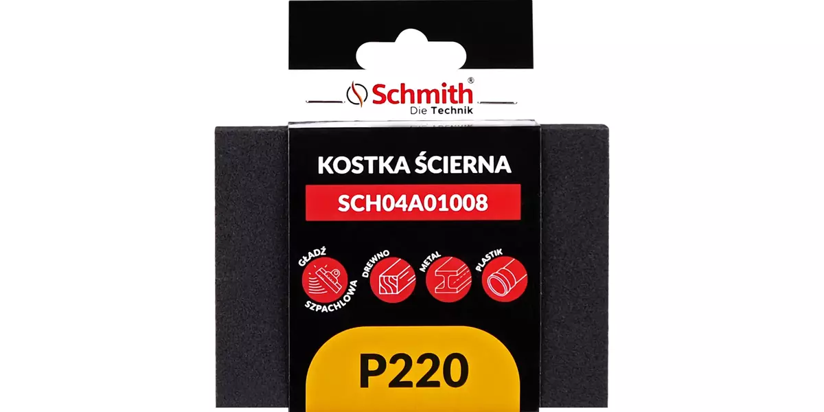 Kostka ścierna prostokątna 125x90x25 P220 zapakowana - przód