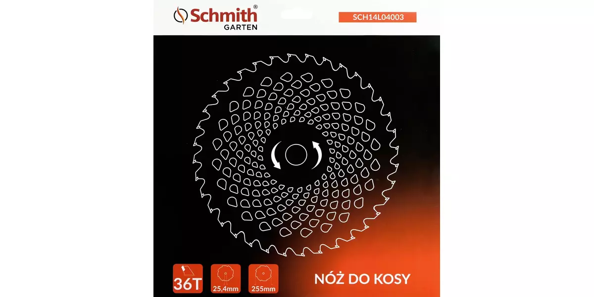 Nóż do kosy 255mm, 36 zębów opakowanie - przód