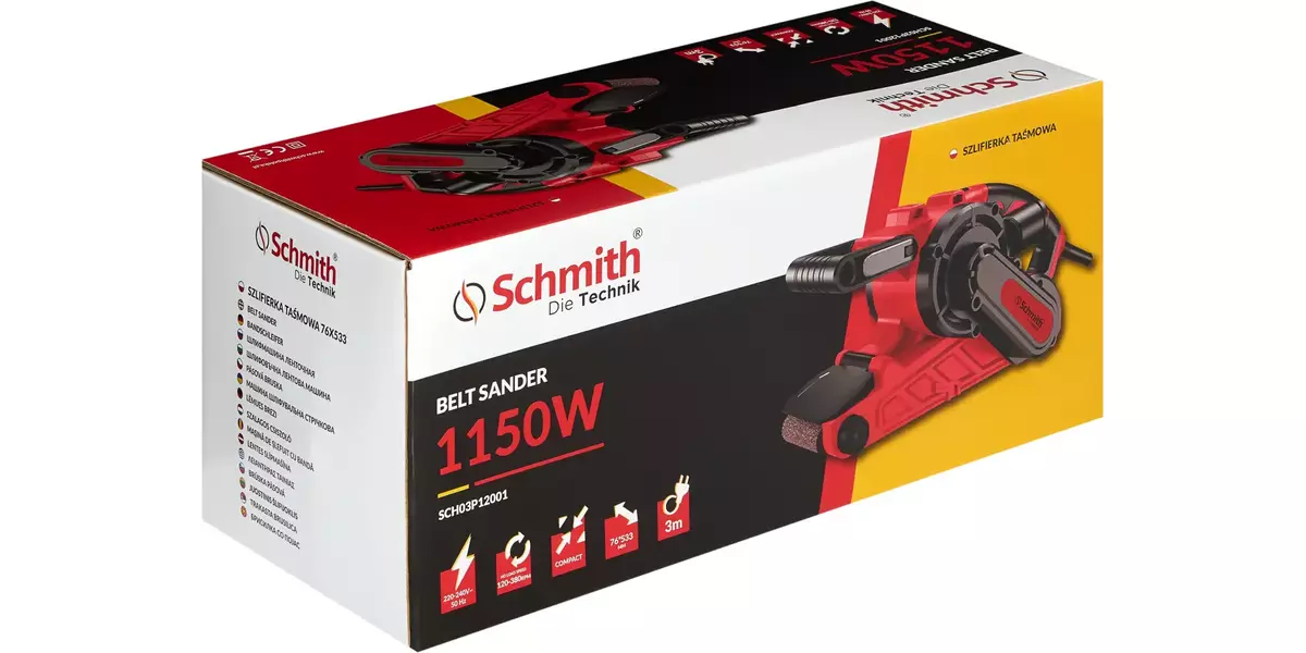 Szlifierka taśmowa 1050W 76x533mm marki Schmith SCH03P12001 4