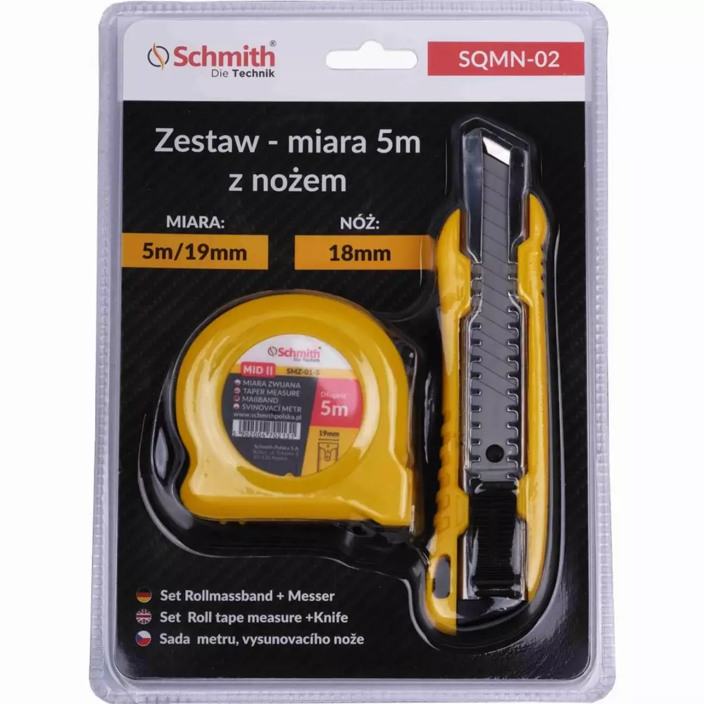 Schmith SQMN-02 – zestaw miara 5 m i nóż 18 mm