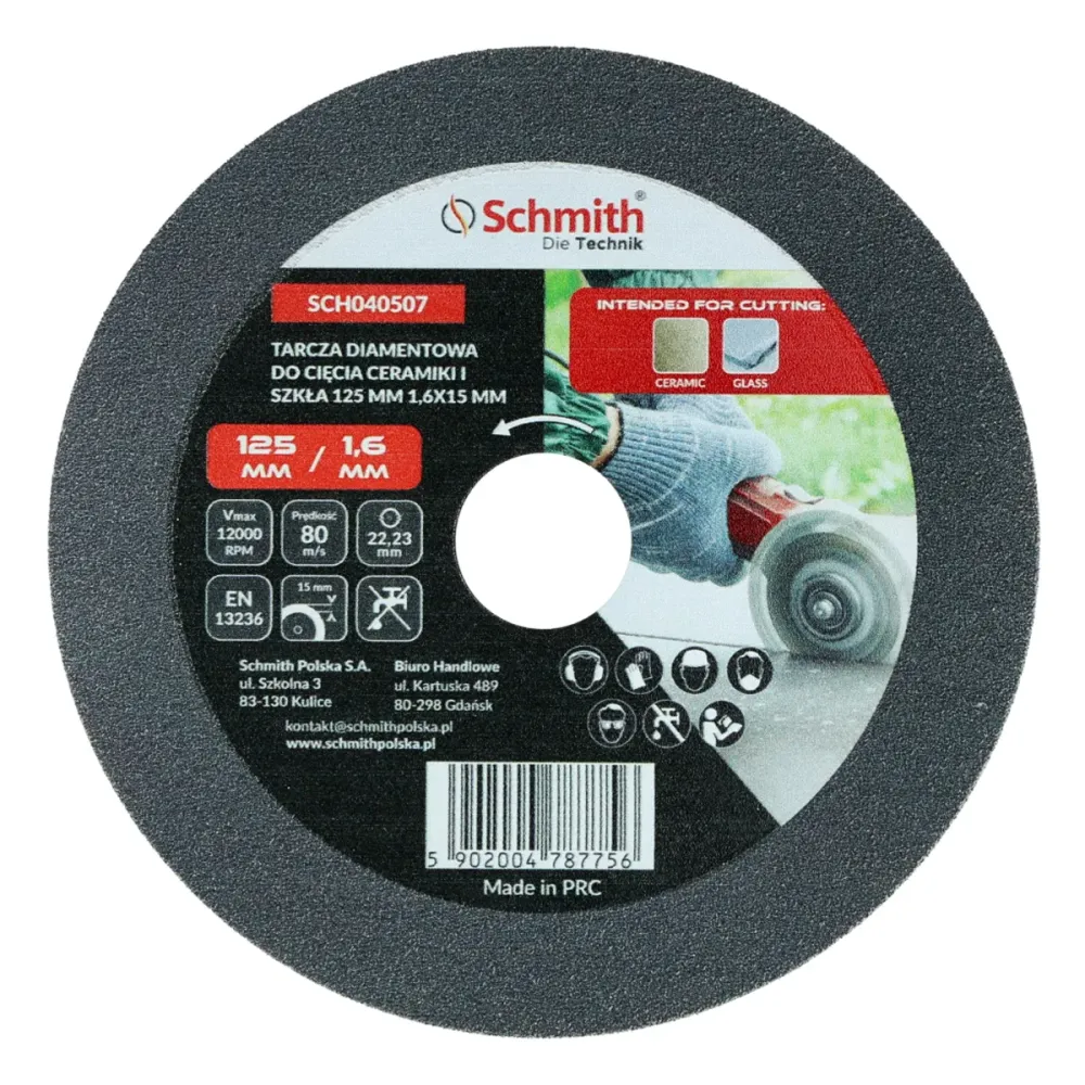 Schmith – tarcza diamentowa 125 × 1,6 mm do szkła i ceramiki
