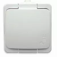 Gniazdo n/t 1x2P+Z klapka biała IP44