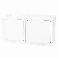 Gniazdo n/t 2x2P+Z klapka biała IP44
