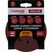 Krążek ścierny z rzepem 125mm z otworami P100 5szt