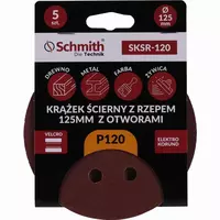 Krążek ścierny z rzepem 125mm z otworami P120 5szt