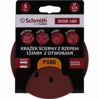 Krążek ścierny z rzepem 125mm z otworami P180 5szt