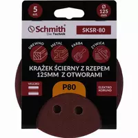 Krążek ścierny z rzepem 125mm z otworami P80  5szt