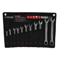 Komplet kluczy płasko-oczkowych z grzechotką 8-19mm 11 szt. Schmith