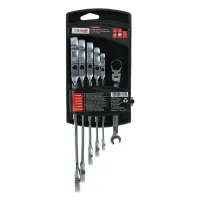 Komplet kluczy płasko-oczkowych z grzechotką i przegubem 8-19mm 6 szt. Schmith