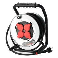 Metalowy przedłużacz bębnowy AntiTwist 3x2,5mm 30m, Długość: 30, Liczba gniazd: 4, Przekrój przewodu: 3x2,5mm Schmith