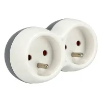 Adapter z dwoma gniazdami, Rodzaj: 2 gniazdowy, Uziemienie: Tak Schmith