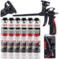 Zestaw pianek montażowych 6 szt. + pistolet z zaworem Schmith