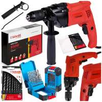 Wiertarka udarowa 850W + wiertła do metalu HSS 19 szt. i wiertła do betonu 8 szt. Schmith