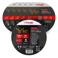 Tarcza do cięcia metalu 230x1,9mm Black Bull 5 szt., Średnica: 230, Grubość: 1,9 Schmith