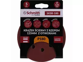 Krążek ścierny z rzepem 125mm z otworami P180 5szt