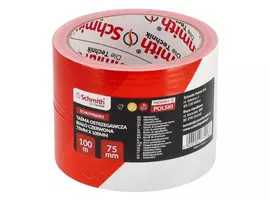 Taśma ostrzegawcza biało czerwona 75 mm x 100 m Schmith