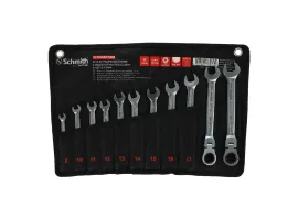 Komplet kluczy płasko-oczkowych z grzechotką i przegubem 8-19mm 11 szt. Schmith