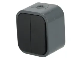 Włącznik natynkowy podwójny IP54, Typ: podwójny, Kolor: Szaro-czarny Schmith