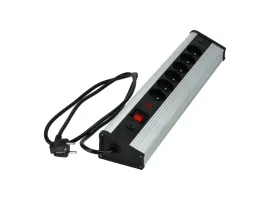 Aluminiowa listwa zasilająca 3m z USB 6 gn. 3x1,5mm, Długość: 3, Liczba gniazd: 6, Przekrój przewodu: 3x1,5mm Schmith