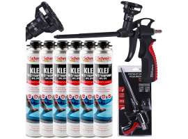 Zestaw klejów montażowych 6 szt. + pistolet z zaworem Schmith
