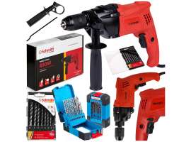 Wiertarka udarowa 850W + wiertła do metalu HSS 19 szt. i wiertła do betonu 8 szt. Schmith