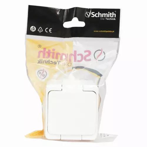 Gniazdo n/t 1x2P+Z klapka biała IP44 marki Schmith