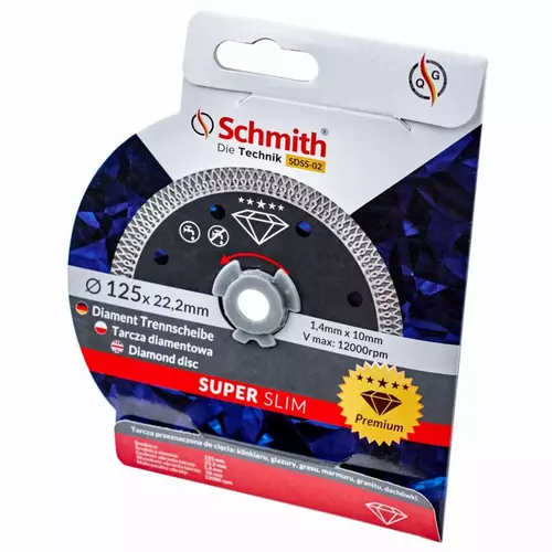 Tarcza diamentowa Uniwersalna do materiałów twardych PREMIUM SLIM 125x22,23x1,4 Schmith