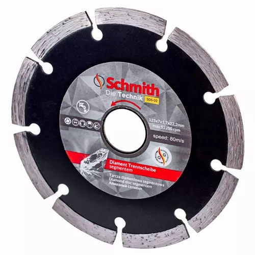 Tarcza diamentowa do materiałów ściernych i kamienia segmentowa 125x22,2x1,7 marki Schmith