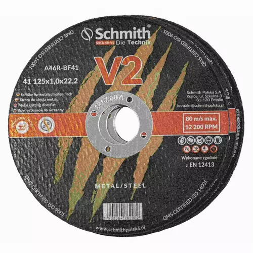 Tarcza do cięcia metalu V2 125x1,0 Schmith