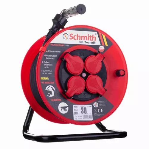 Przedłużacz bębnowy o długości 30m 3x2,5mm Professional Line Schmith