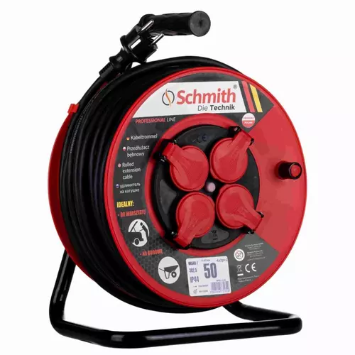 Przedłużacz bębnowy o długości 50m 3x2,5mm Professional Line Schmith