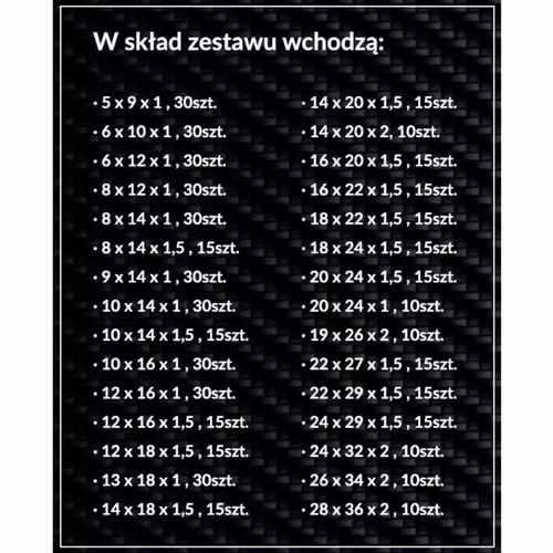 Komplet podkładek miedzianych 580 szt marki Schmith