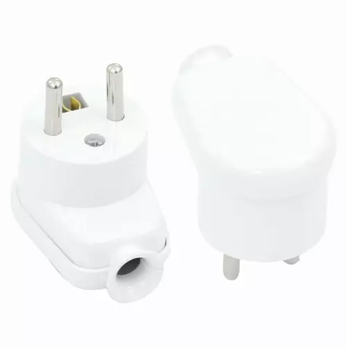Wtyczka kątowa 2p+Z 16A 250V biała Schmith