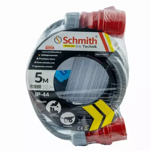 Przedłużacz 3-fazowy, Przewód 5x2,5mm, 5m Schmith