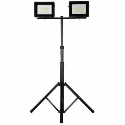 Naświetlacz LED 2x50W slim z czarnym statywem