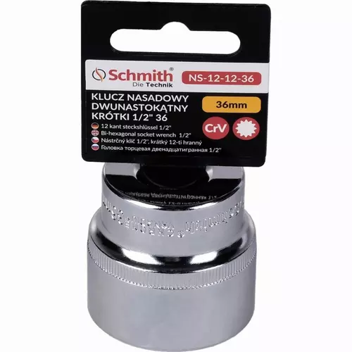 Klucz nasadowy dwunastokątny krótki 1/2" 36 Schmith