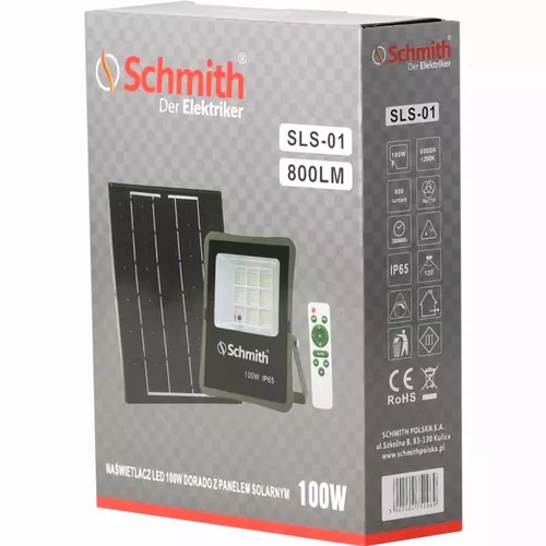Lampa LED z panelem solarnym 100W marki Schmith SLS-01 8