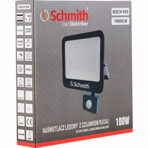 Naświetlacz LED 100W 10000lm czu. ruch na podczerw marki Schmith IESCH 055 2