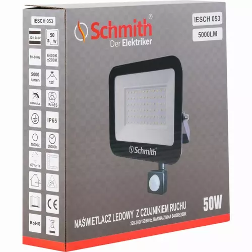 Naświetlacz LED 50W 5000lm czu. ruchu na podczerw marki Schmith IESCH 053 2