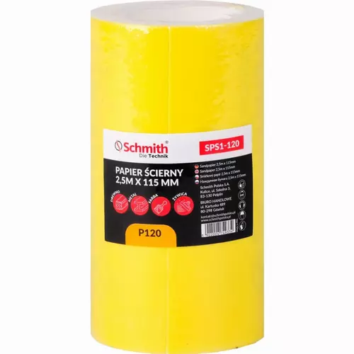 Papier ścierny 2,5m x 115 mm P120 5 szt.