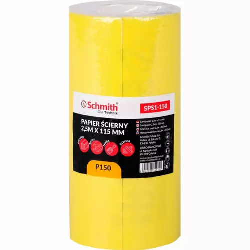 Papier ścierny 2,5m x 115 mm P150 5 szt.