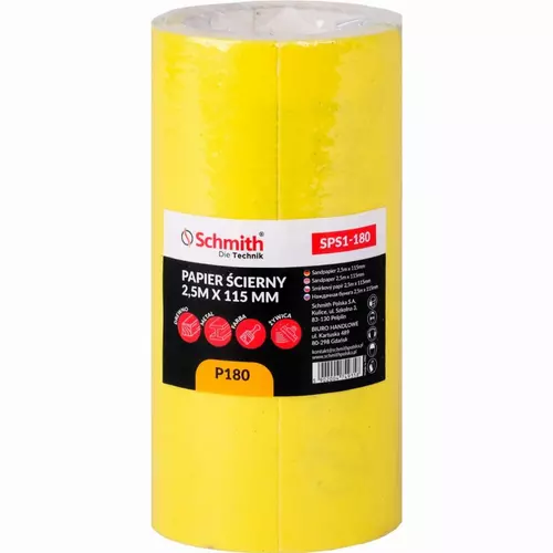 Papier ścierny 2,5m x 115 mm P180 5 szt.