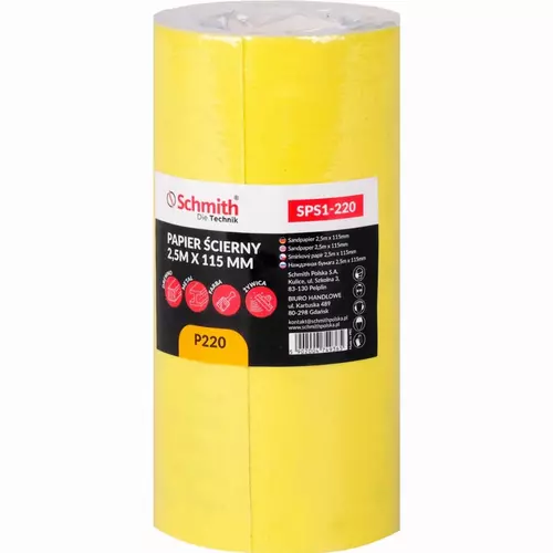 Papier ścierny 2,5m x 115 mm P220 5 szt.