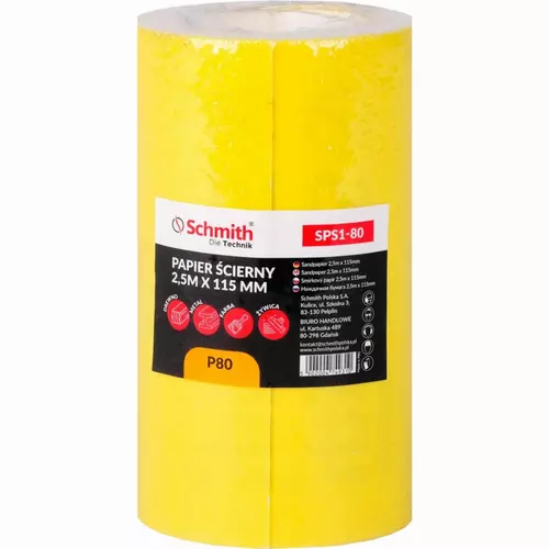 Papier ścierny 2,5m x 115 mm P80 5 szt.
