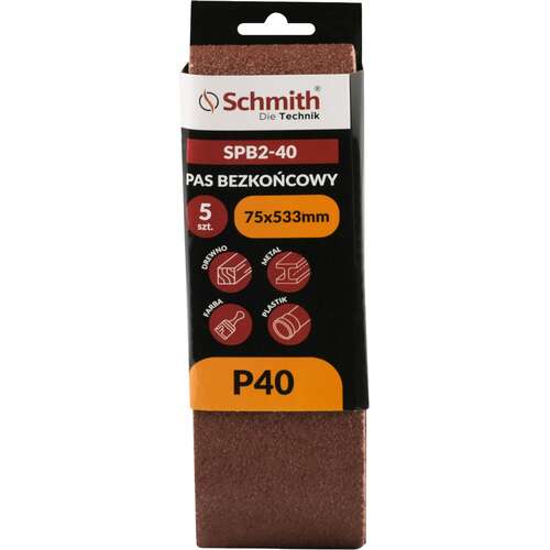 Pas bezkońcowy 75x533mm P40 5 szt., Granulacja: P40 Schmith