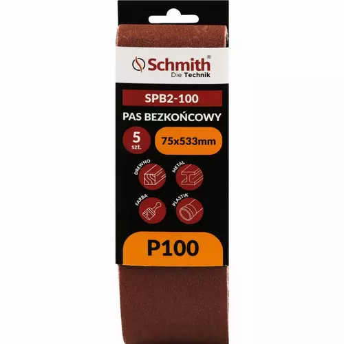 Pas bezkońcowy 75x533mm P100 5 szt. Schmith