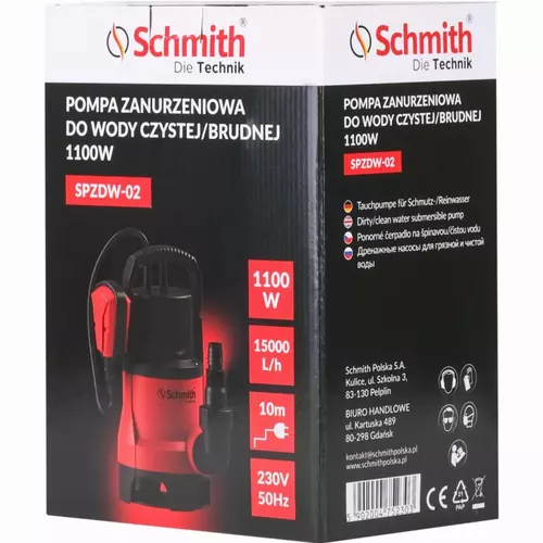 Pompa zanurzeniowa do wody czystej/brudnej 1100 W marki Schmith