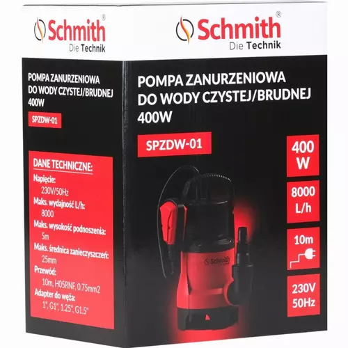 Pompa zanurzeniowa do wody czystej/brudnej 400 W marki Schmith SPZDW-01 2