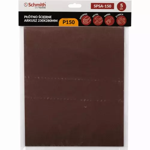 Płótno ścierne arkusz 230x280mm P150 5 szt. marki Schmith SPSA-150 1